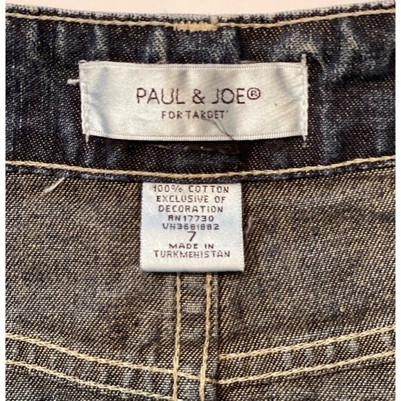 PAUL‎ & JOE Dark Denim Mini Skirt Juniors Size 7 Embroidered Owls y2K-Style Wash - Picture 4 of 9